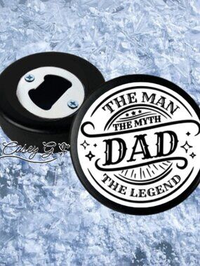 NEW*DAD*The Man, The Myth, The Legend*Hockey Puck Bottle Opener*Father's Day